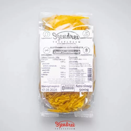 Gluténmentes Rövid Szélesmetélt 500gr. - Szendrei Száraztészta